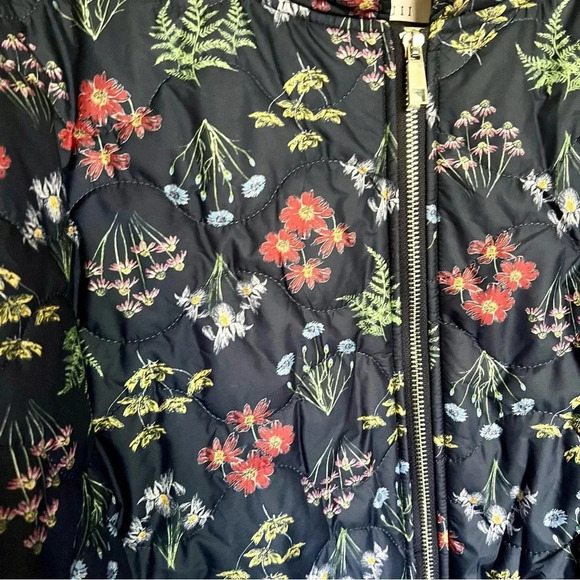 Eloquii Elements Navy Blue Floral Quilted Puffer Bomber‎ Jacket Plus Size 22/24 - Picture 8 of 13